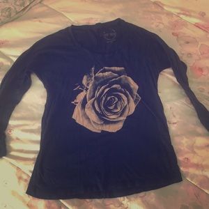Lucky Brand navy blue, long sleeve top w/ rose